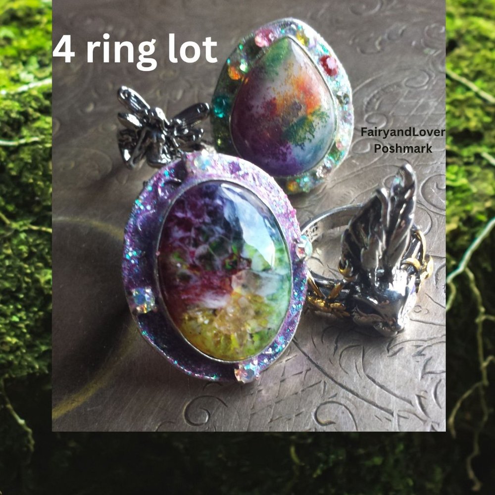 Wholesale solar quartz sterling silver ring lot,fairy bunny rings